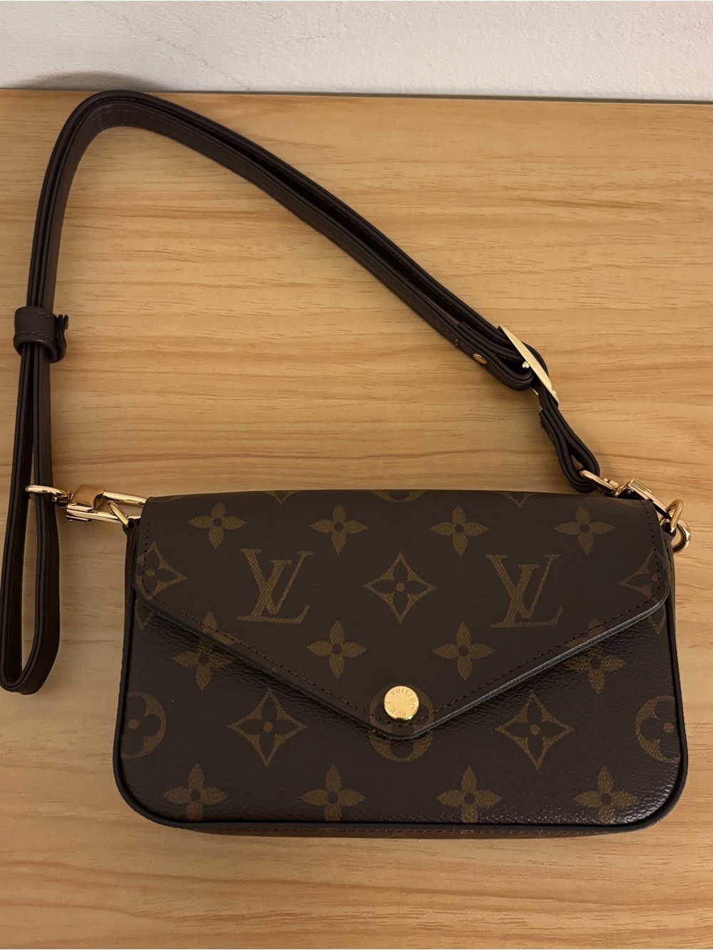 Louis Vuitton Monogram Envelope Crossbody in Brown with Gold Hardware